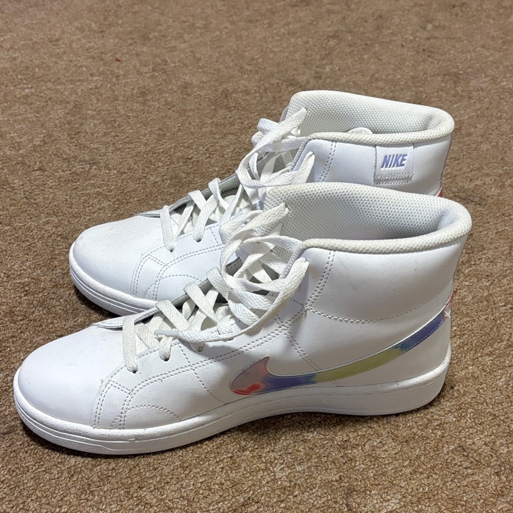 Nike Court Royale 2 Mid White High-Tops with Tie dye Swoosh W 9 NWOT